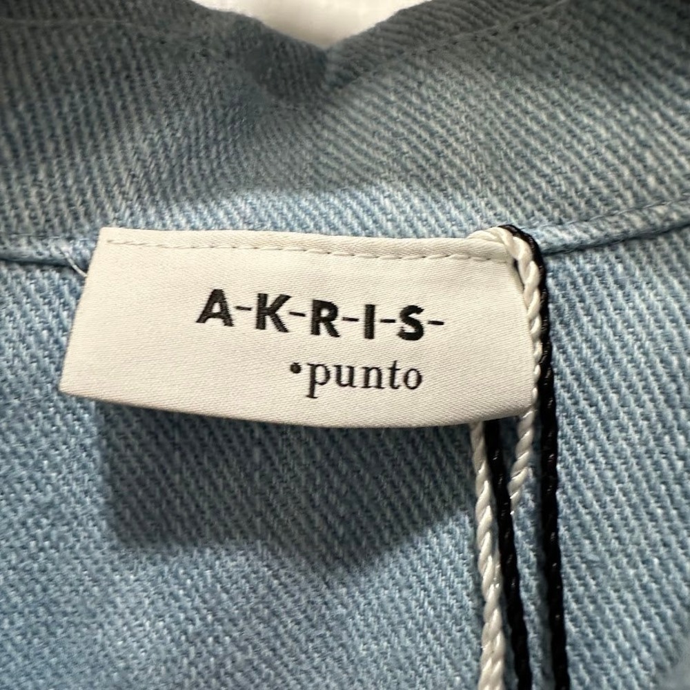 Akris Punto Womens Top Size 4 Light Blue Bleached Denim Cotton Blouse Frayed NEW - Picture 7 of 12